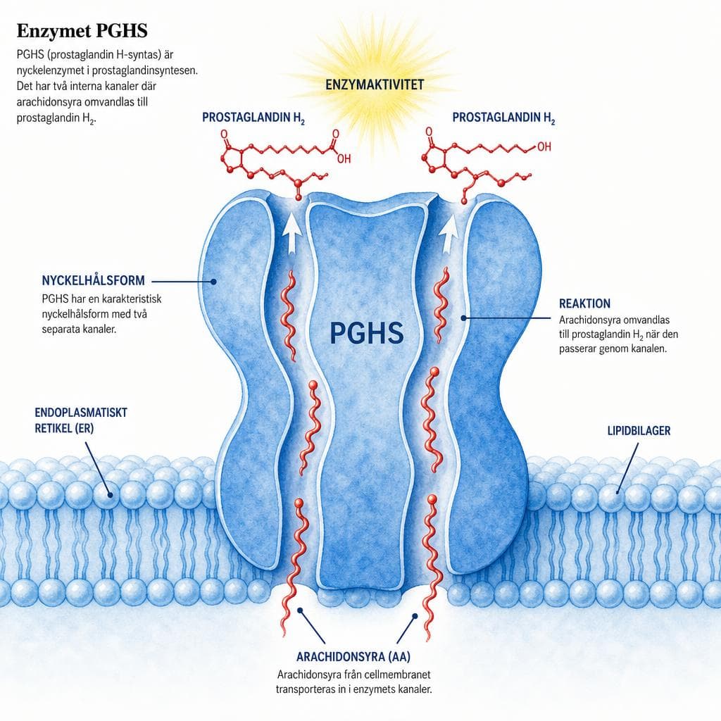Illustration av PGHS-enzymet i cellmembranet