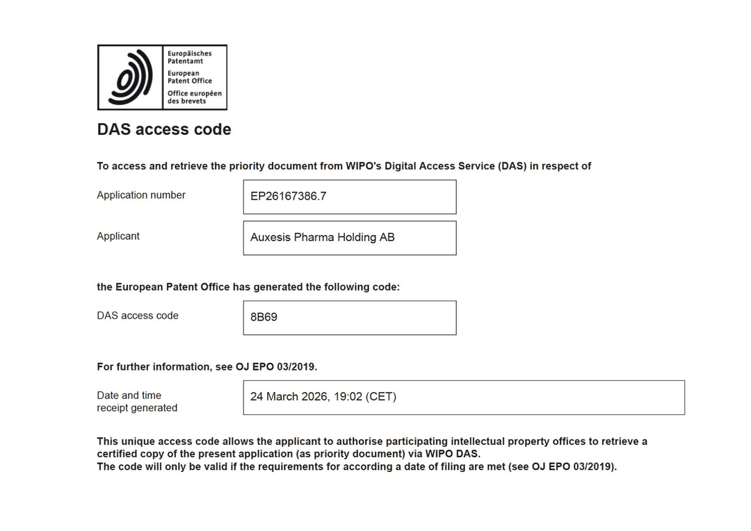 European patent application – official documents